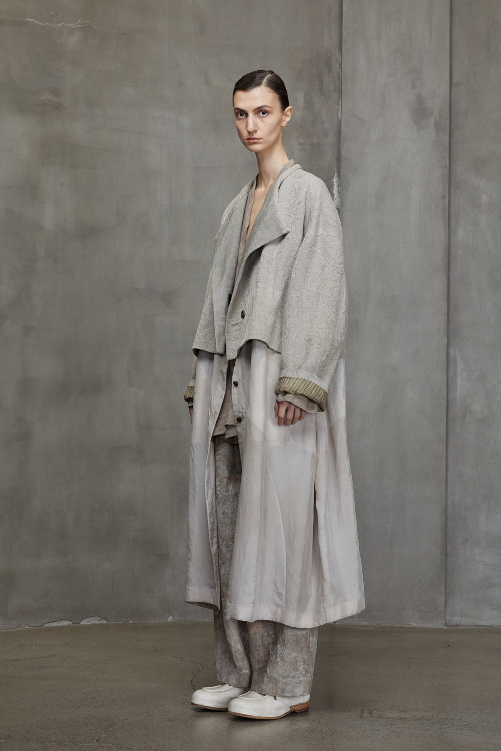 Reversible 3-Way Long Coat Antique White