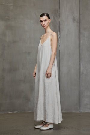 V Neck Long Dress Antique White