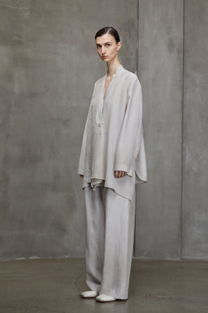 Straight Leg Drawstring Trousers Antique White
