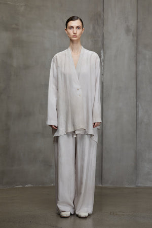 Straight Leg Drawstring Trousers Antique White