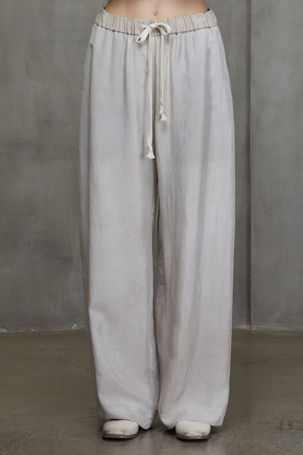 Straight Leg Drawstring Trousers Antique White