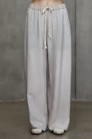 Straight Leg Drawstring Trousers Antique White