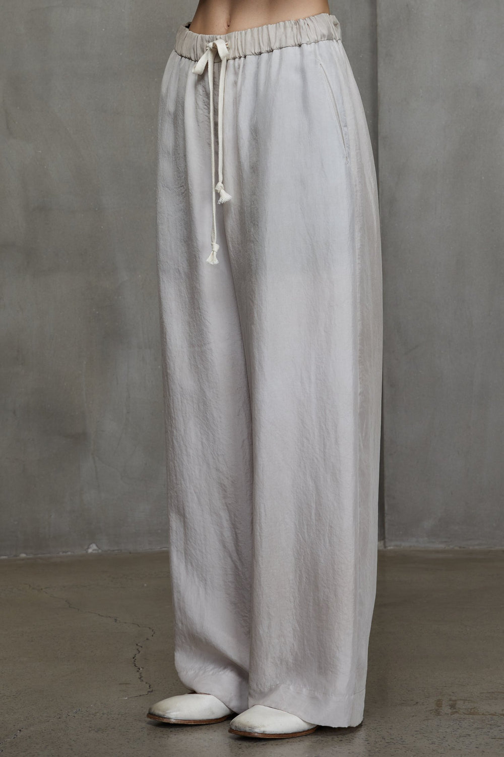 Straight Leg Drawstring Trousers Antique White