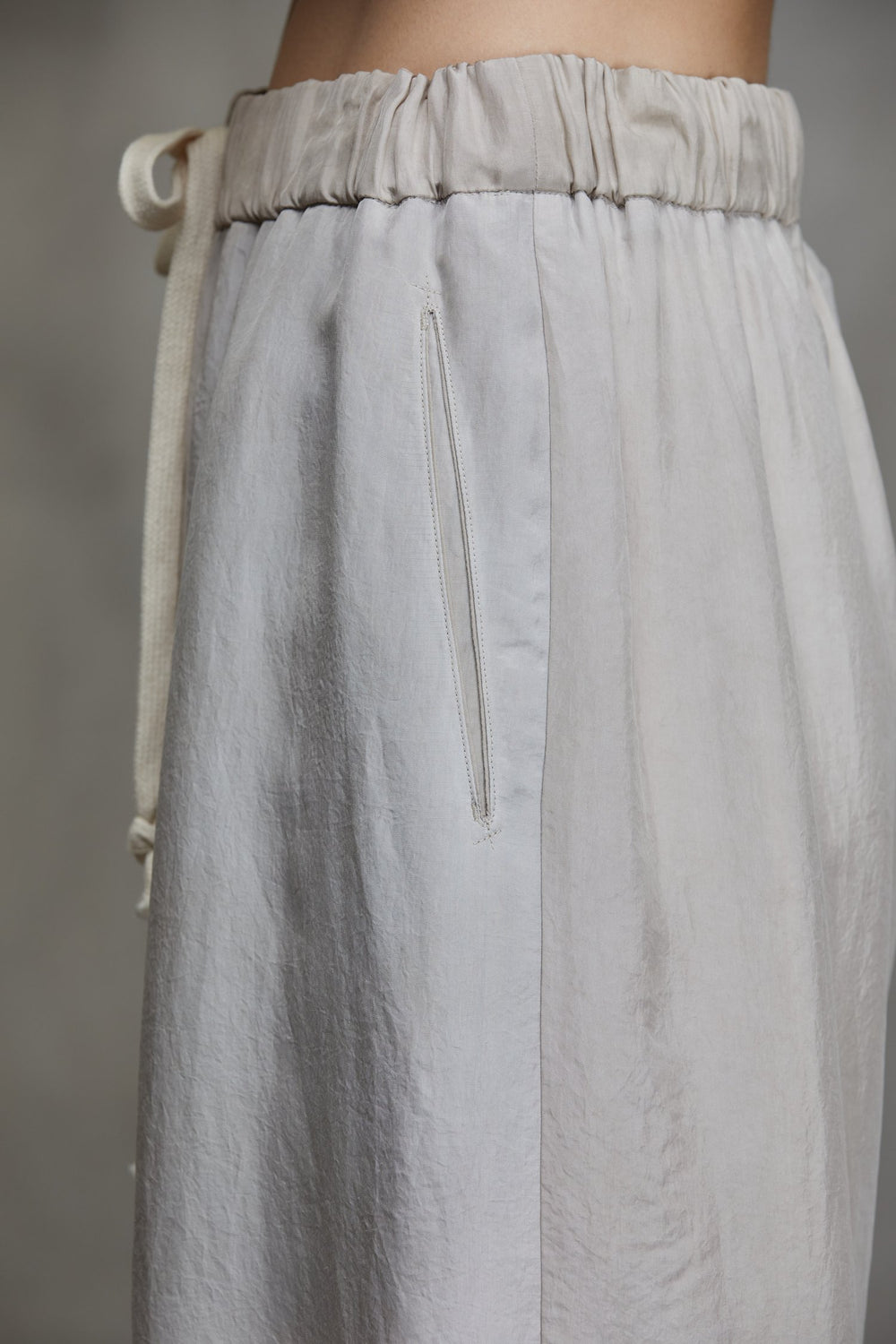 Straight Leg Drawstring Trousers Antique White