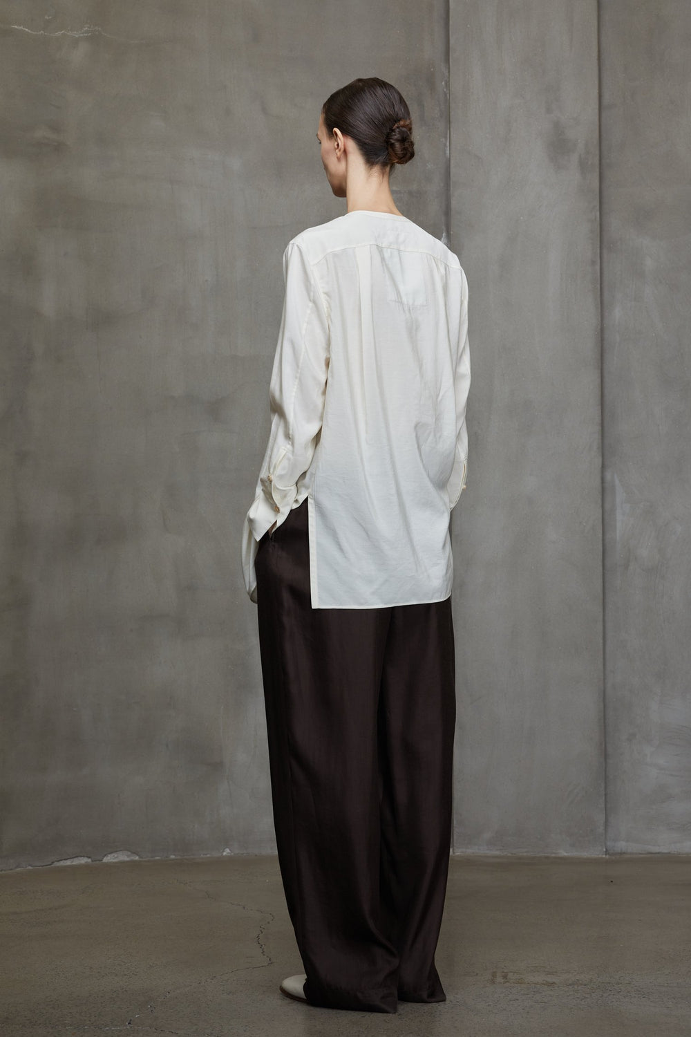 Pleated Long Shirt Antique White