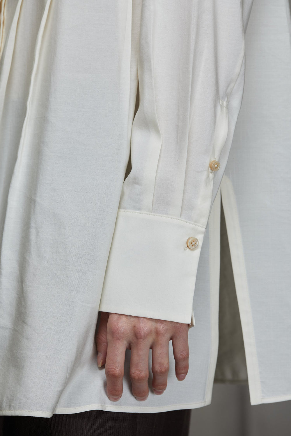 Pleated Long Shirt Antique White