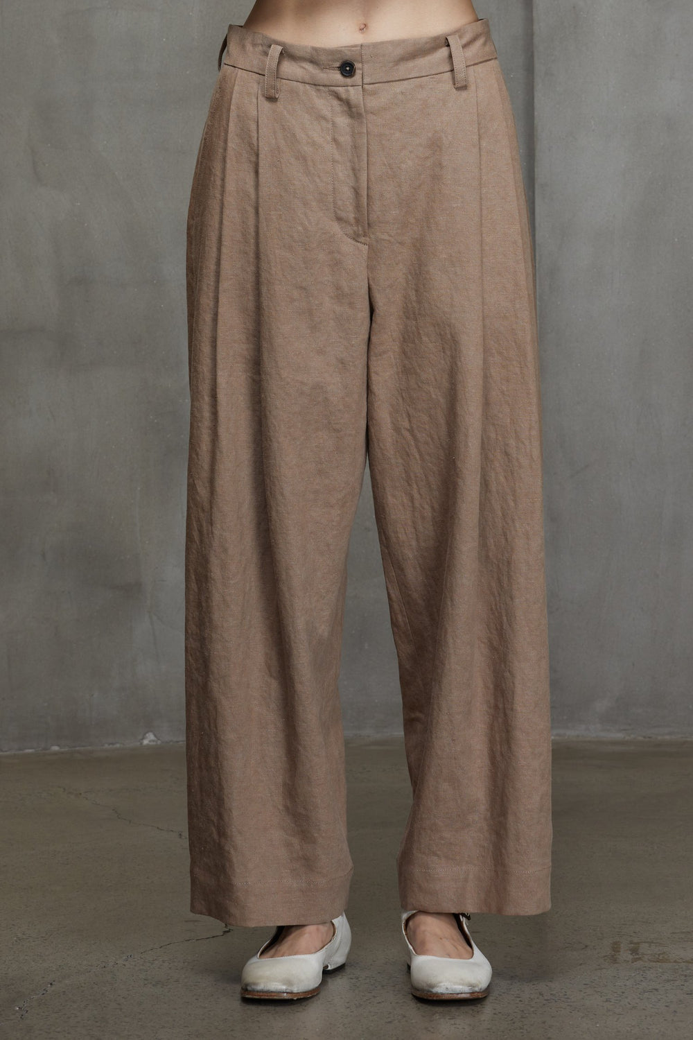 Pleated Wide Leg Trousers Faded Terracotta