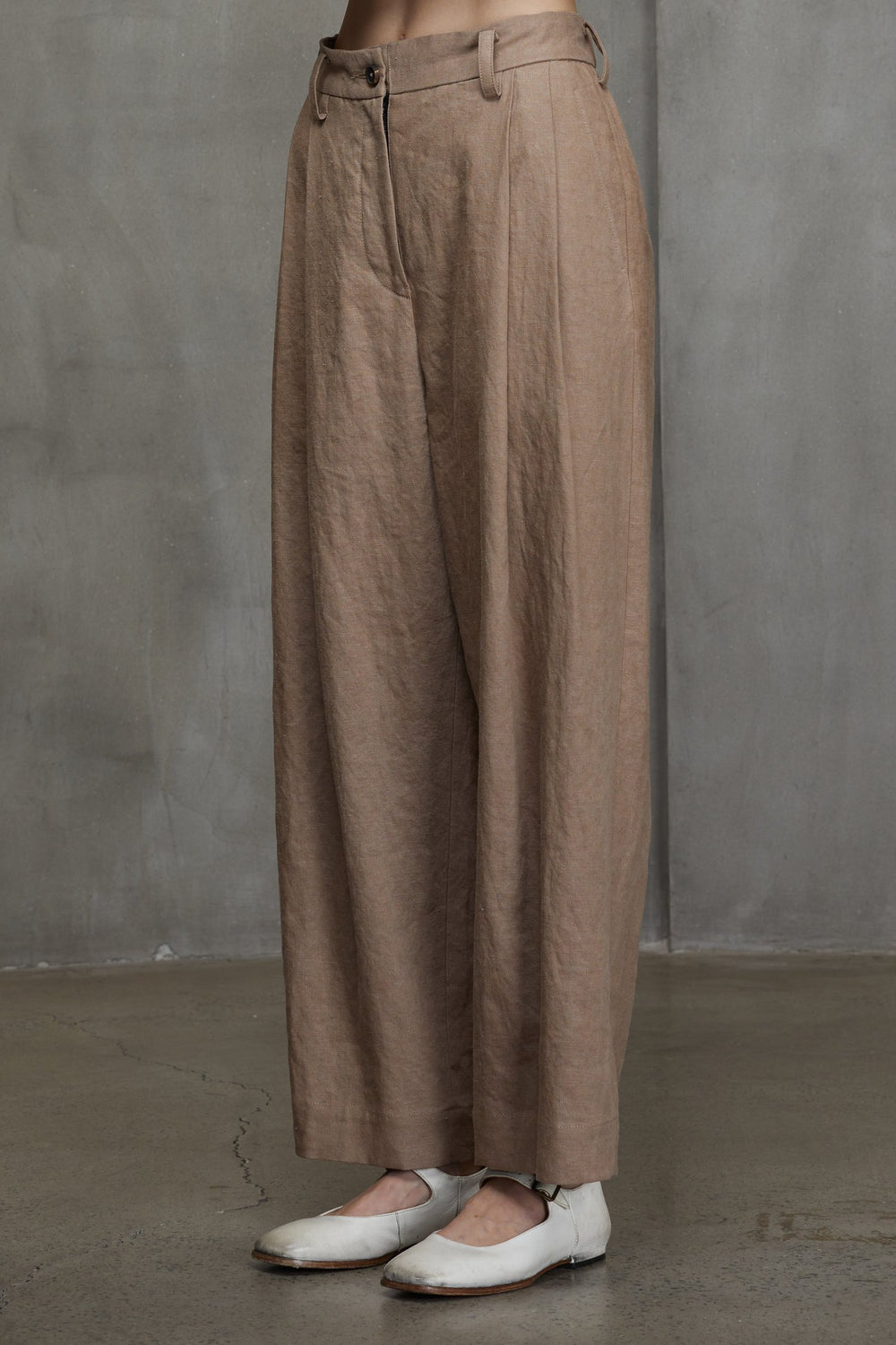 Pleated Wide Leg Trousers Faded Terracotta