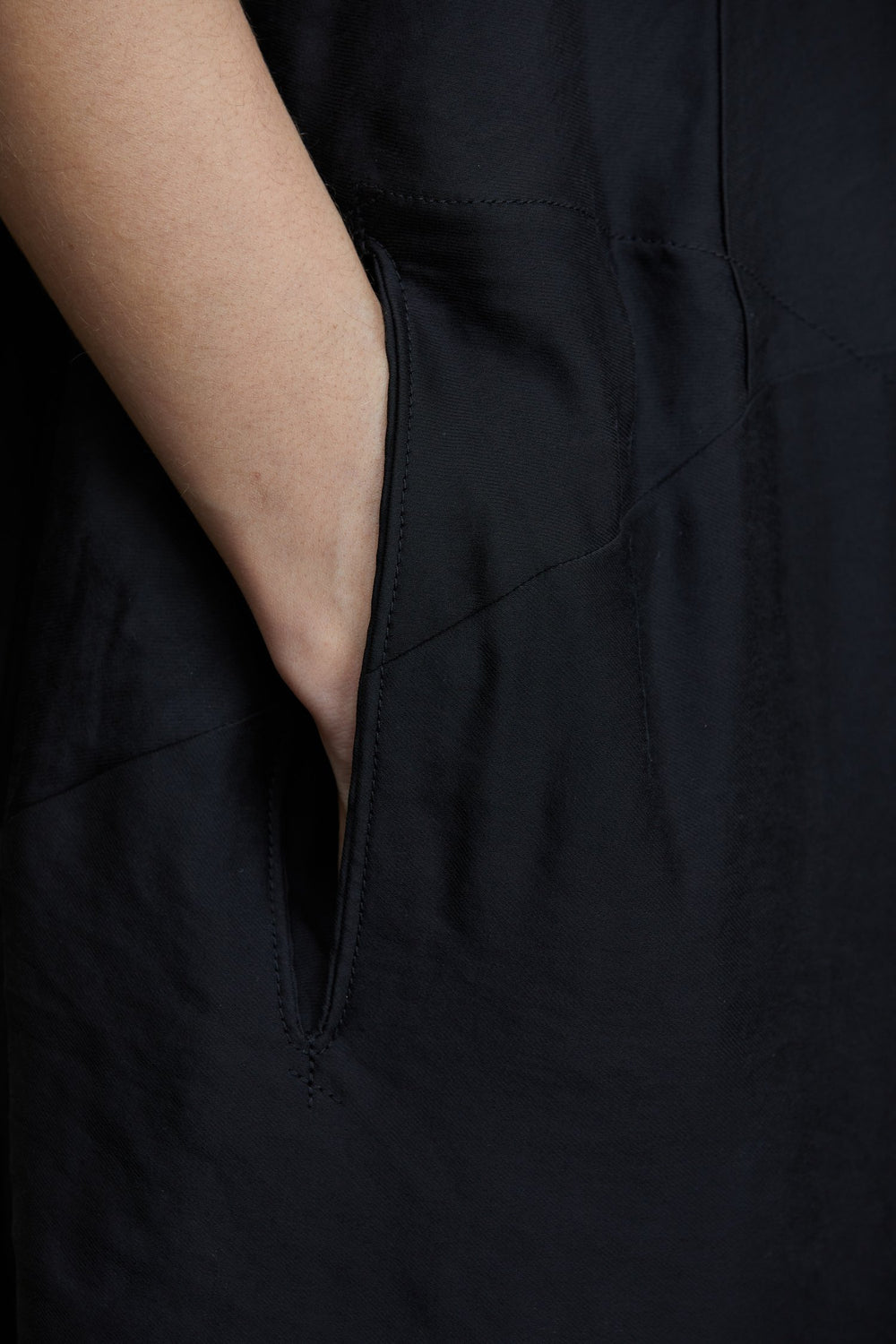 Deconstructed V Neck Dress Black