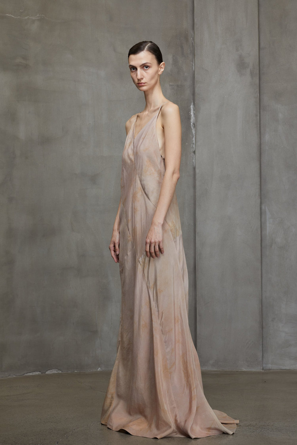 Y Shaped Back Strap Long Dress Faded Copper Rose
