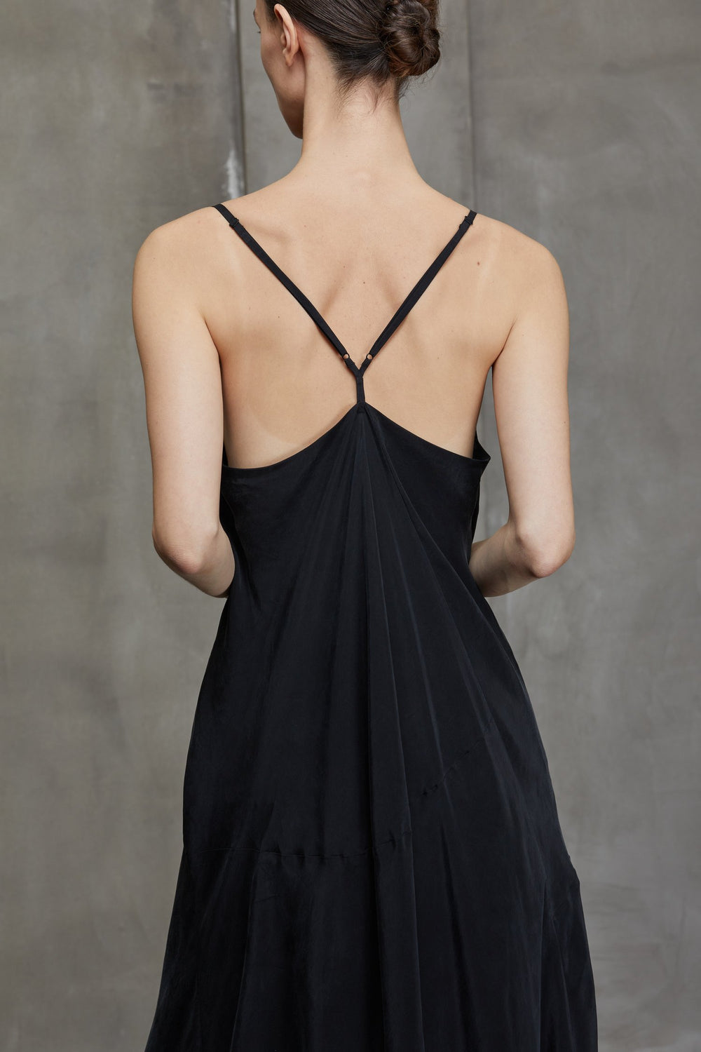 Y Shaped Back Strap Long Dress Black