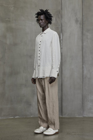 Distressed Slim Shirt Antique White