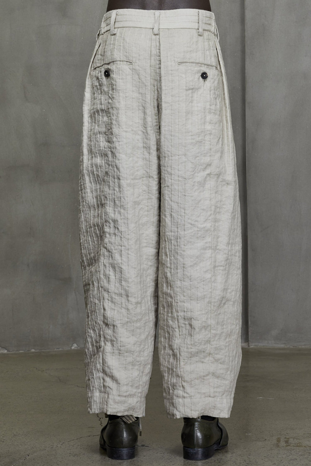 Front Pleated Wide Leg Long Trousers Antique White