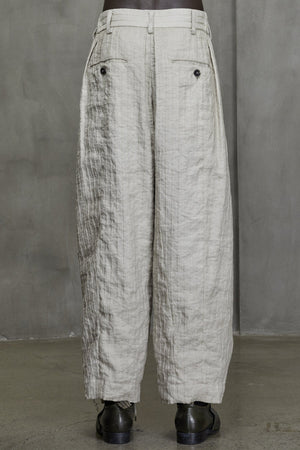 Front Pleated Wide Leg Long Trousers Antique White