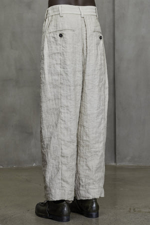 Front Pleated Wide Leg Long Trousers Antique White