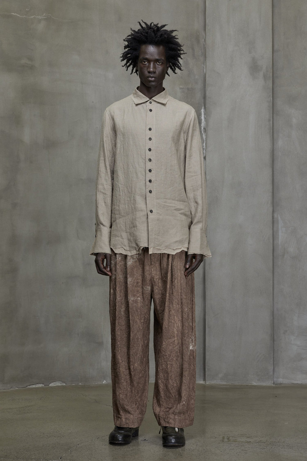 Distressed Slim Shirt Faded Terracotta