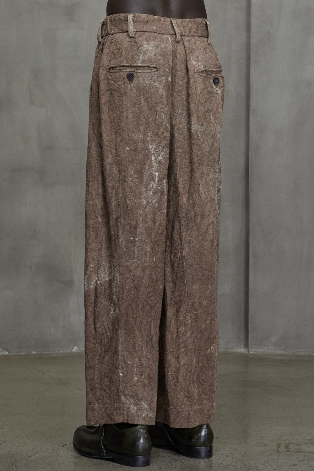 Tapered Jacquard Long Trousers Faded Terracotta