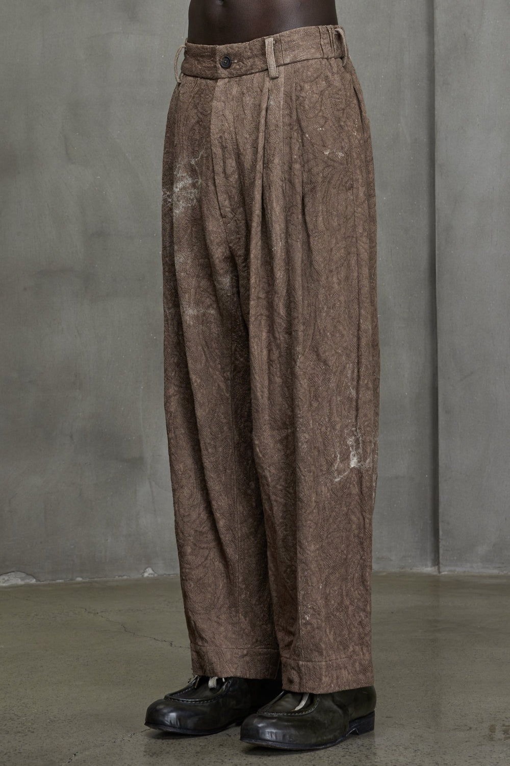 Tapered Jacquard Long Trousers Faded Terracotta