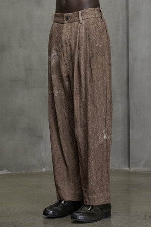 Tapered Jacquard Long Trousers Faded Terracotta