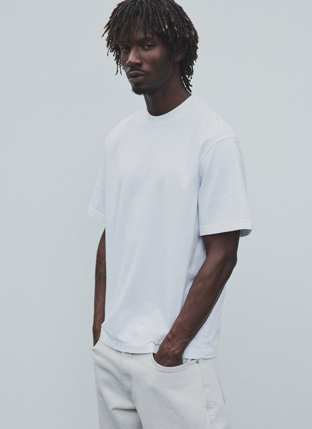 Asha Mock Neck Tee White