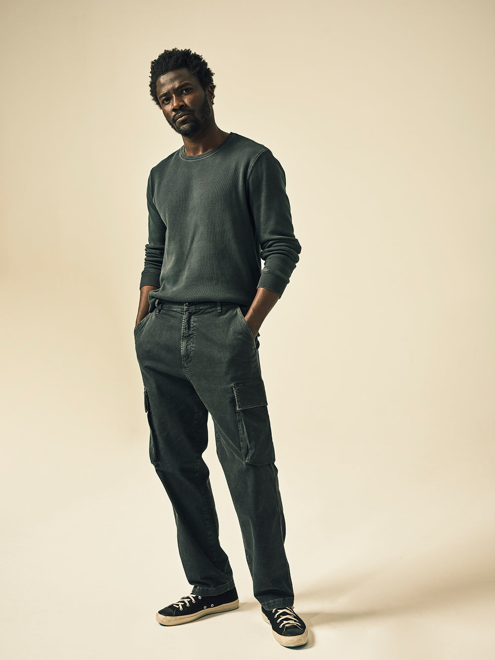 Waffle Crewneck Charred Cedar