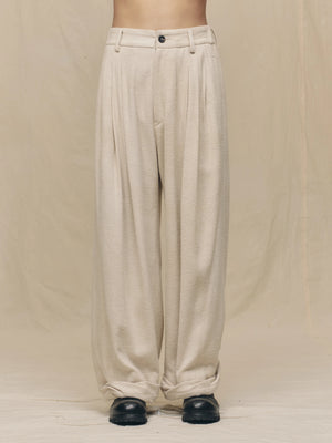 Wide Leg Trousers with Pull Tabs