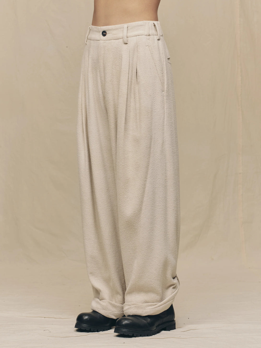 Wide Leg Trousers with Pull Tabs