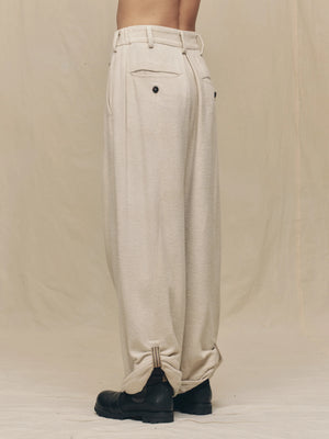 Wide Leg Trousers with Pull Tabs