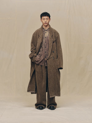 Chenille Cloth Double Breasted Long Coat