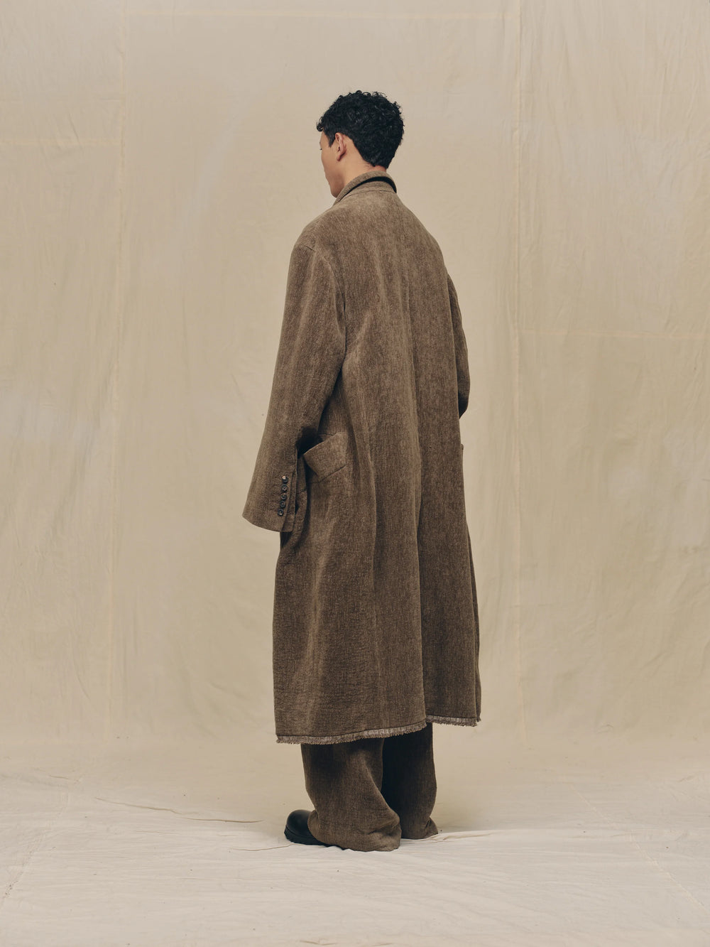 Chenille Cloth Double Breasted Long Coat
