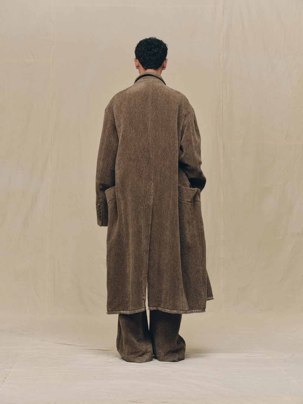 Chenille Cloth Double Breasted Long Coat