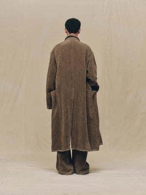 Chenille Cloth Double Breasted Long Coat