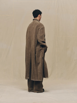 Chenille Cloth Double Breasted Long Coat