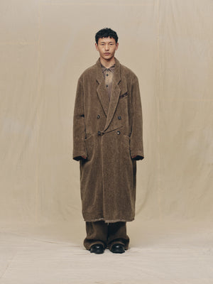 Chenille Cloth Double Breasted Long Coat