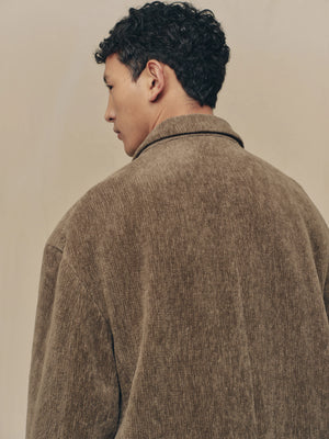 Chenille Cloth Double Breasted Long Coat