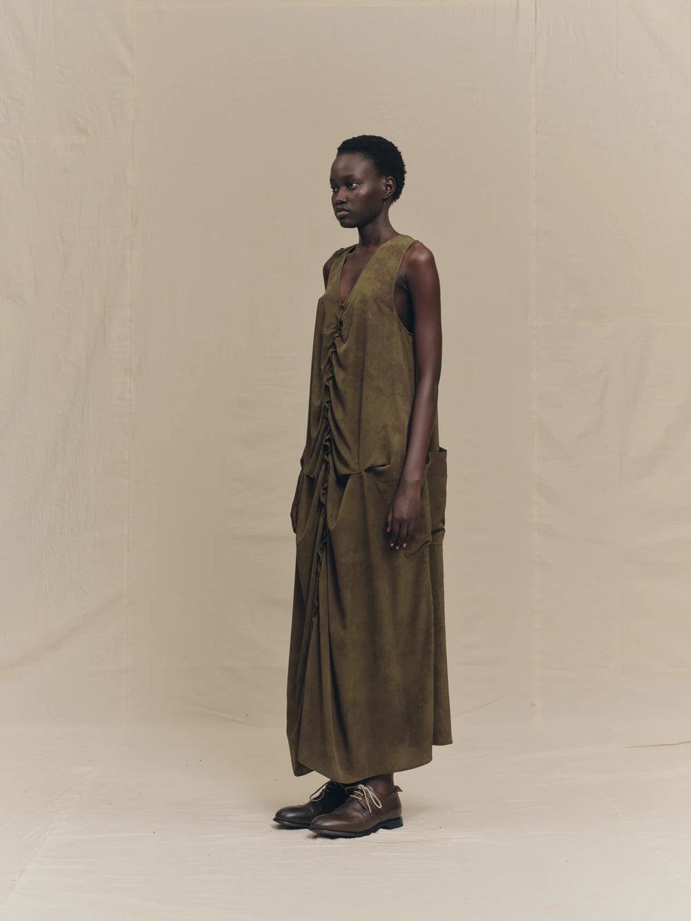 Sleeveless Gathered Dress