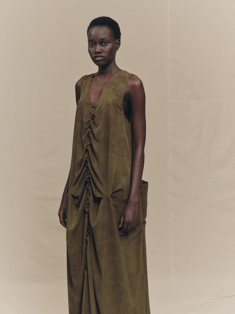 Sleeveless Gathered Dress