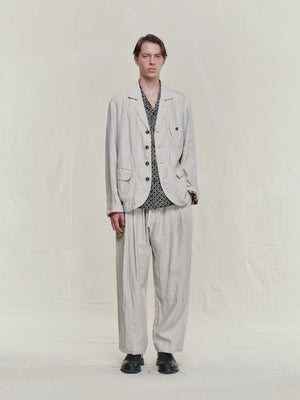 Striped Twill Linen Twill Worker Blazer