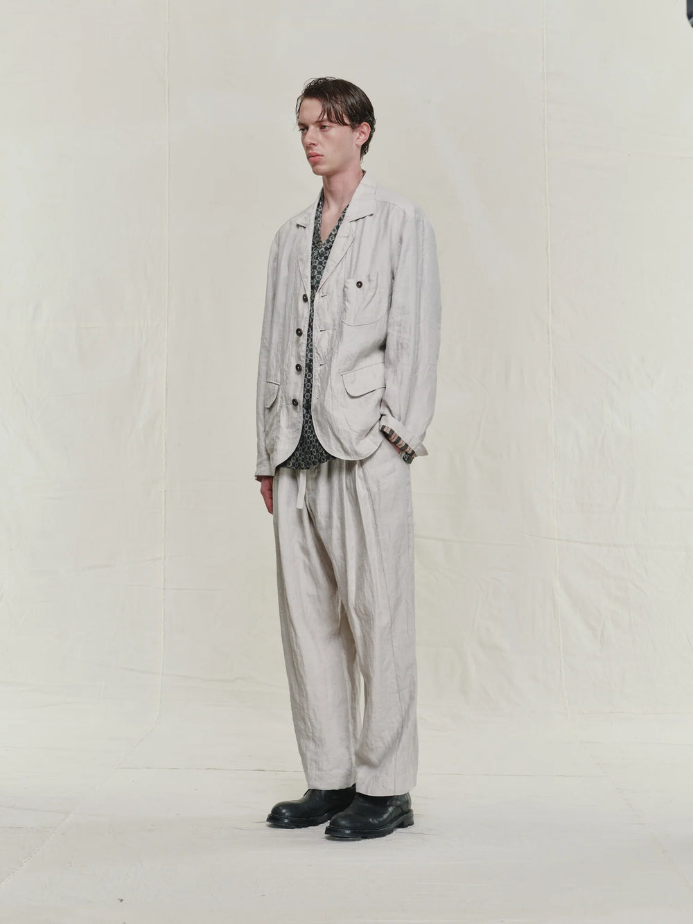 Striped Twill Linen Twill Worker Blazer