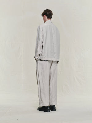 Striped Twill Linen Twill Worker Blazer