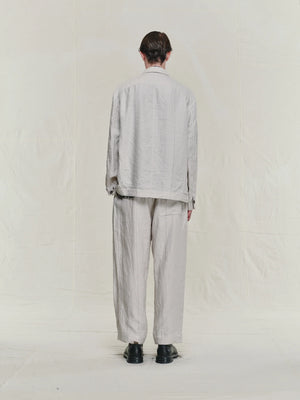 Striped Twill Linen Twill Worker Blazer