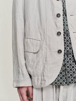 Striped Twill Linen Twill Worker Blazer