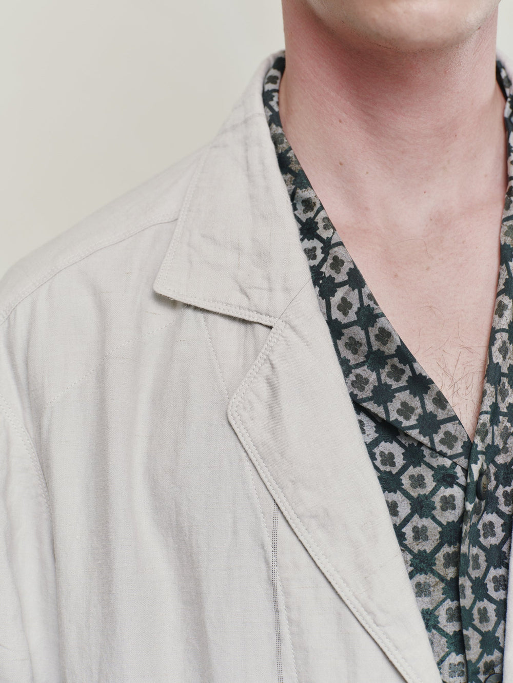 Striped Twill Linen Twill Worker Blazer