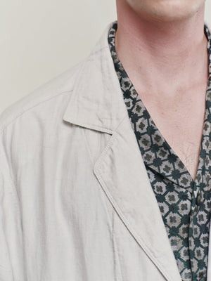 Striped Twill Linen Twill Worker Blazer