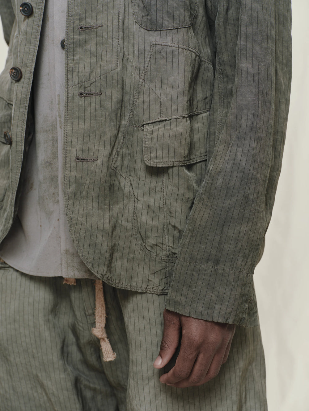 Striped Patchwork Workers Blazer