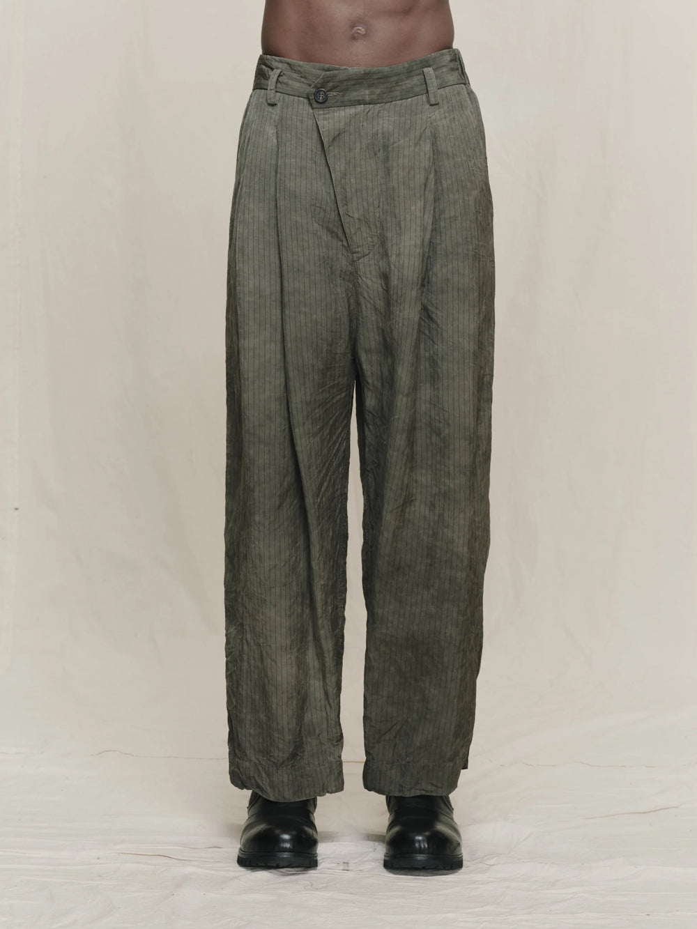 Drop Crotched Pleated Trousers