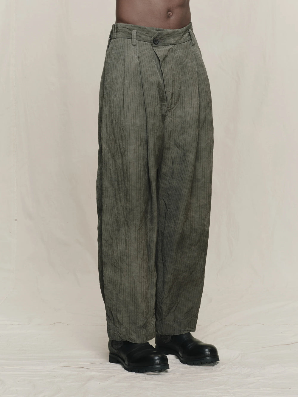 Drop Crotched Pleated Trousers