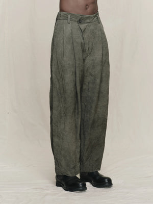 Drop Crotched Pleated Trousers