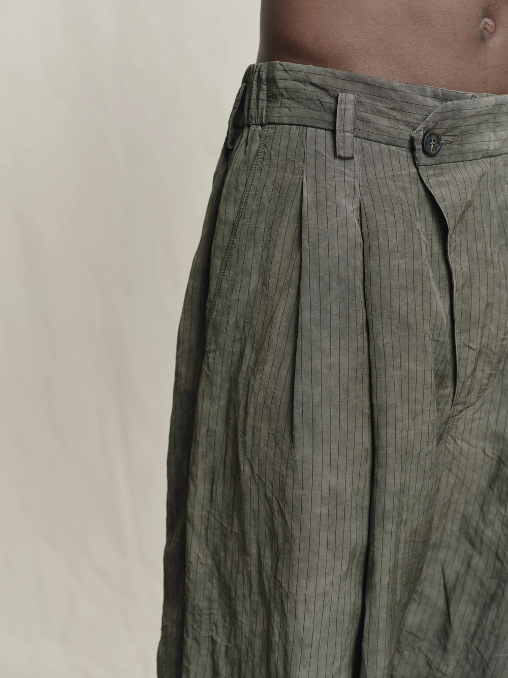 Drop Crotched Pleated Trousers