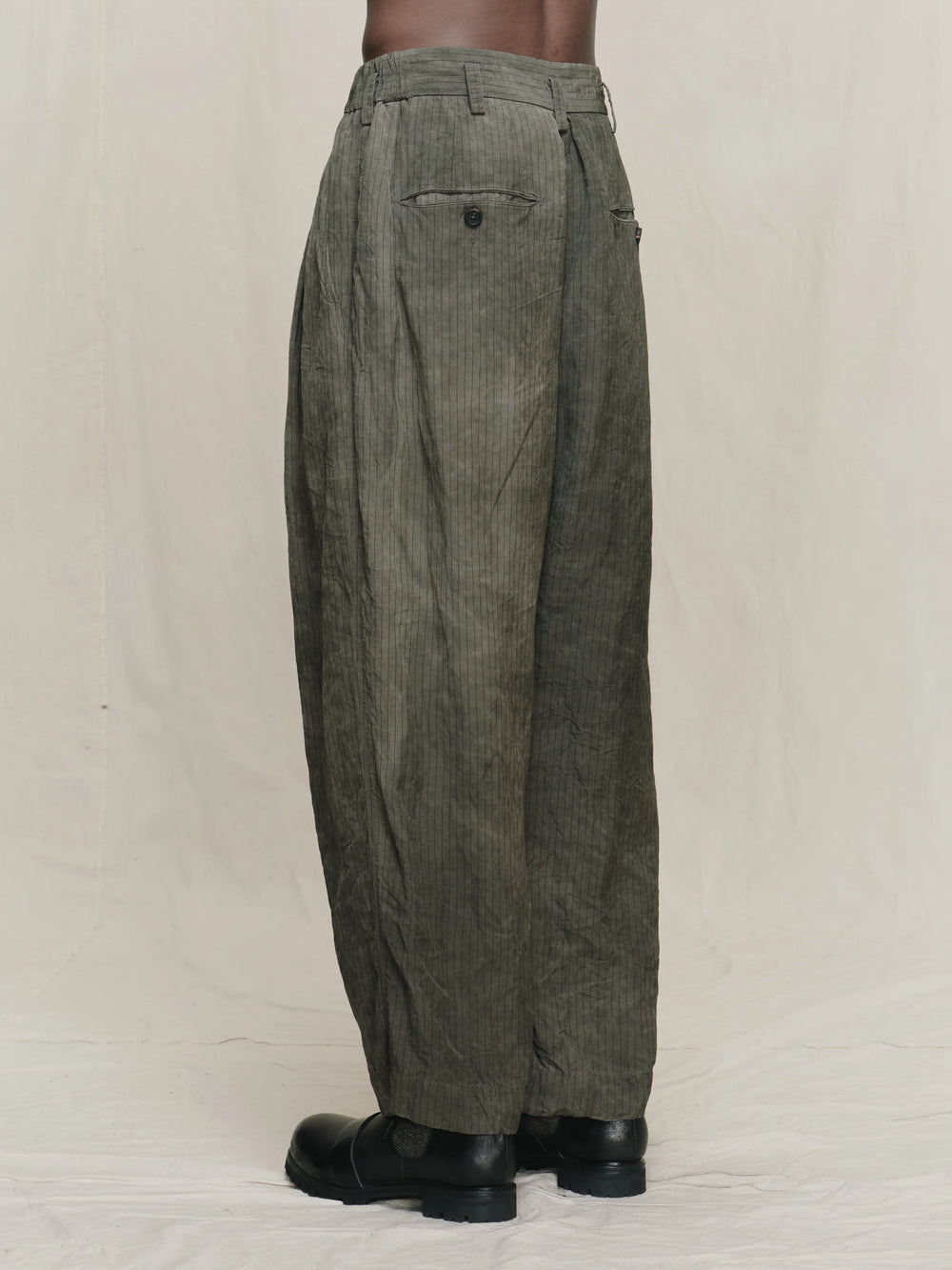 Drop Crotched Pleated Trousers